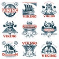 Colored Viking Emblem Set Royalty Free Stock Photo