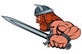 Colored viking warrior with a sword in his hand, suitable as logo or team mascot Royalty Free Stock Photo