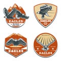 Colored Vintage American Eagles Emblems Set Royalty Free Stock Photo