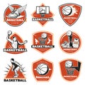 Colored Vintage Basketball Labels Set