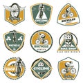 Colored Vintage Biking Labels Set