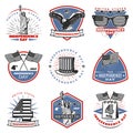 Colored Vintage Independence Day Emblems Set Royalty Free Stock Photo