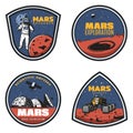 Colored Vintage Mars Research Emblems Set