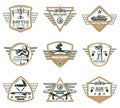 Colored Vintage Military Emblems Set