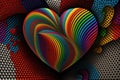 colored volumetric heart. Art illustration. Generative AI