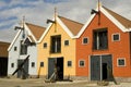 Colored warehouses in harbor Royalty Free Stock Photo