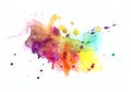 Colored watercolor splashes and drops. Bright multicolor spot of paint isolated on white background