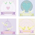 Colored wedding illustration with love doves Royalty Free Stock Photo