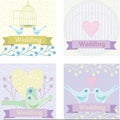 Colored wedding illustration with love doves Royalty Free Stock Photo