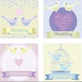 Colored wedding illustration with love doves Royalty Free Stock Photo