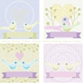 Colored wedding illustration with love doves Royalty Free Stock Photo