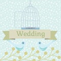 Colored wedding illustration with love doves Royalty Free Stock Photo