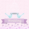 Colored wedding illustration with love doves Royalty Free Stock Photo