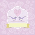 Colored wedding, valentine illustration with love doves Royalty Free Stock Photo