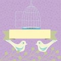 Colored wedding, valentine illustration with love doves Royalty Free Stock Photo