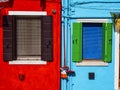 Colored windows in Burano  Venice Royalty Free Stock Photo