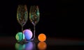 Colored wine glasses on the black background Royalty Free Stock Photo