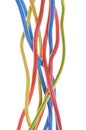 Colored wires used in electrical and computer networks Royalty Free Stock Photo