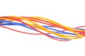 Colored wires used in electrical and computer networks Royalty Free Stock Photo