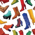 Colored women's boots ,shoes seamless pattern Royalty Free Stock Photo