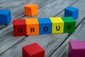 Colored wooden cubes with letters. the word group is displayed, abstract illustration Royalty Free Stock Photo