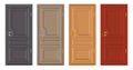Colored wooden doors isolated on white background, realistic wooden door, colour illustration of different door design, office