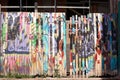 Colored wooden fence