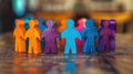 The Colored Wooden Figures Circle.AI generated image Royalty Free Stock Photo