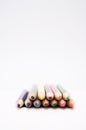 Figurative arts concept - Set of stacked Colored pencils close up Royalty Free Stock Photo