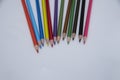 Colored wooden pencils on a white background. text space. banner Royalty Free Stock Photo