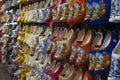 Colored wooden shoes, a traditional souvenir from Holland.