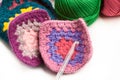 Colored wool crochet doilies Royalty Free Stock Photo