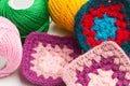 Colored wool crochet doilies Royalty Free Stock Photo