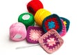 Colored wool crochet doilies Royalty Free Stock Photo