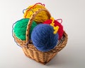 Colored wool knit balls placed on a Royalty Free Stock Photo