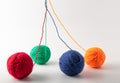 Colored wool knit balls placed on a Royalty Free Stock Photo