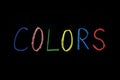 colored word `colors` drawn on chalkboard