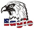 Colored word with not colored head of eagle