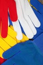 Colored work gloves on the display Royalty Free Stock Photo