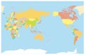 Colored World Map Pacific Centred. No text