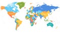 Colored world map. Political map Royalty Free Stock Photo