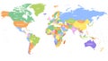 Colored world map. Political maps, colourful world countries and country names. Royalty Free Stock Photo