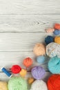 Colored yarn on a white background. Skeins of wool yarn for knitting. Balls of wool of different colours for handmade Royalty Free Stock Photo