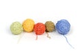 Colored yarn on a white background. Skeins of wool yarn for knitting. Balls of wool of different colours for handmade knitting on Royalty Free Stock Photo