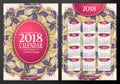 Colored 2018 Year Calendar Rectangular Template, Double-sided Royalty Free Stock Photo