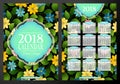 Colored 2018 Year Calendar Rectangular Template, Double-sided Royalty Free Stock Photo