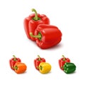 Colored Yellow Green Orange Red Sweet Bulgarian Bell Peppers, Paprika Royalty Free Stock Photo