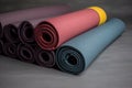 colored yoga mat with gray background, for a minimalist look