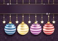 Coloreed Baubles Stars Purple Ornaments Royalty Free Stock Photo