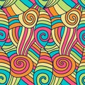 Colorfu abstract waves pattern. Hand drawn spiral wavy background. Vector ethnic coloring texture. Royalty Free Stock Photo